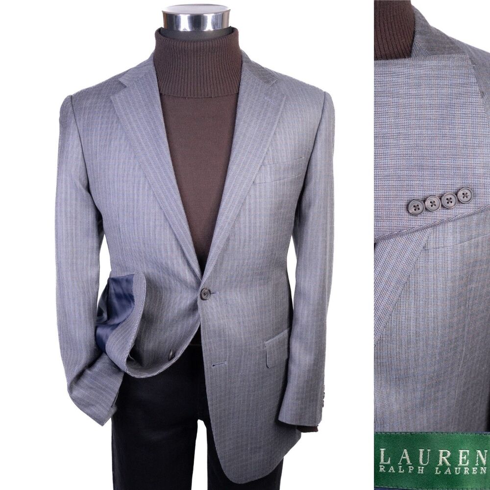Ralph Lauren Mens Blazer Sz 40R Sport Coat Jacket 2-Button Textured Micro-Check